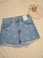 Short denim floral celeste