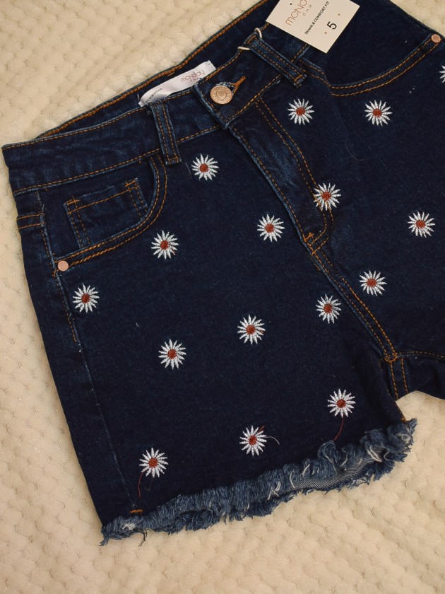 Short denim flora azul