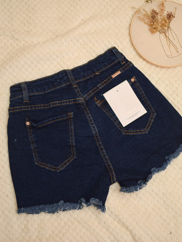 Short denim flora azul