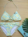 Bikini floral verde-amarillo