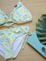 Bikini floral verde-amarillo