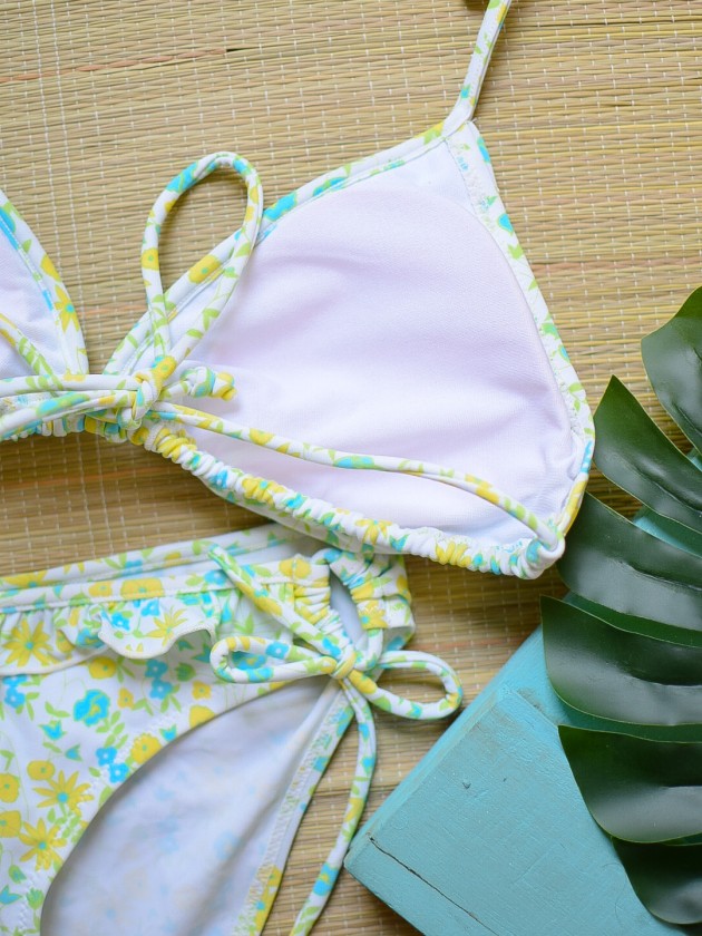 Bikini floral verde-amarillo