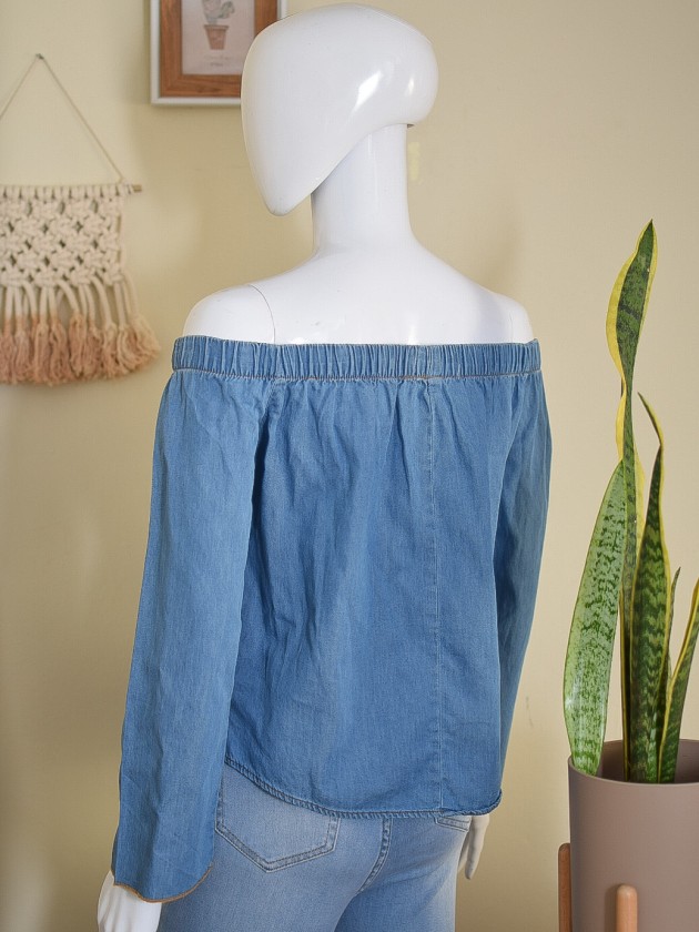 Blusa denim manga larga