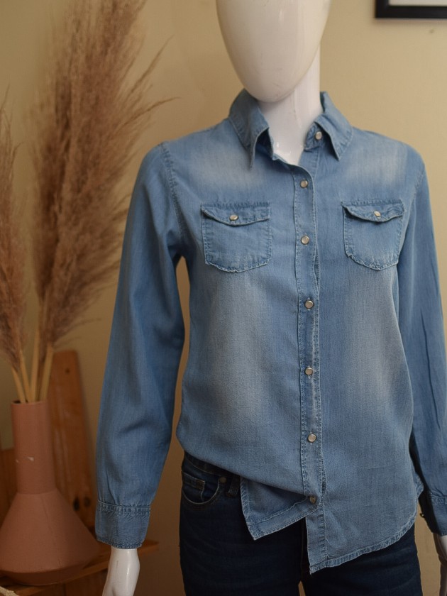 Blusa denim manga larga